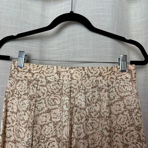 SK &amp; Co Vtg 100% Silk Midi Satin Slip Skirt Size 10P Coquette Quiet Luxury Roses