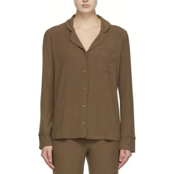 SKIMS Ribbed Long Sleeve Soft Modal Sleep Lounge Shirt