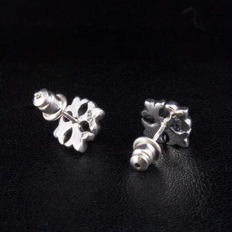 Skull Crossbones Sterling Silver Stud Earrings