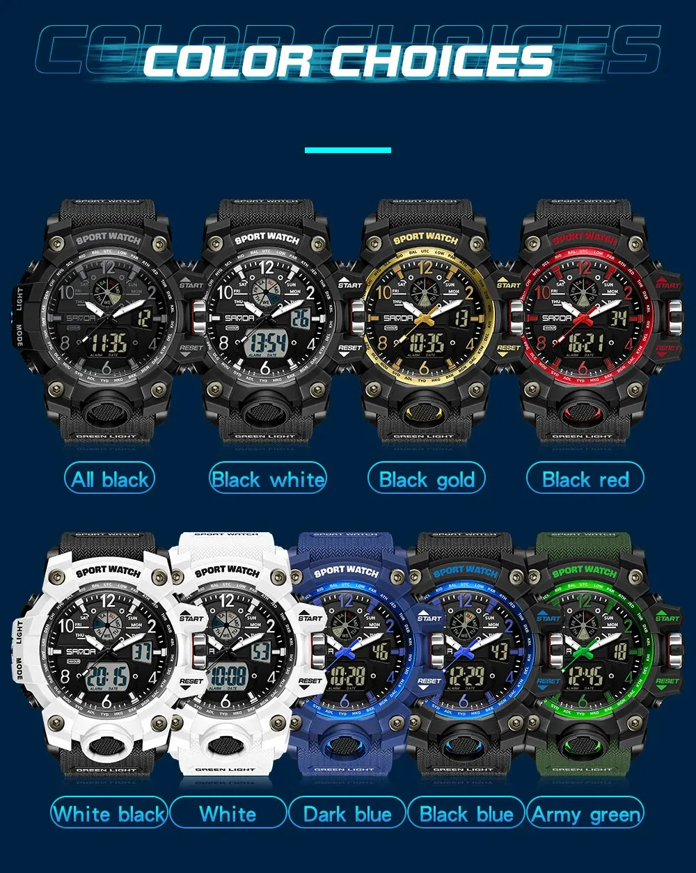 SMAEL 1545D Men's Waterproof Dual Display Watch