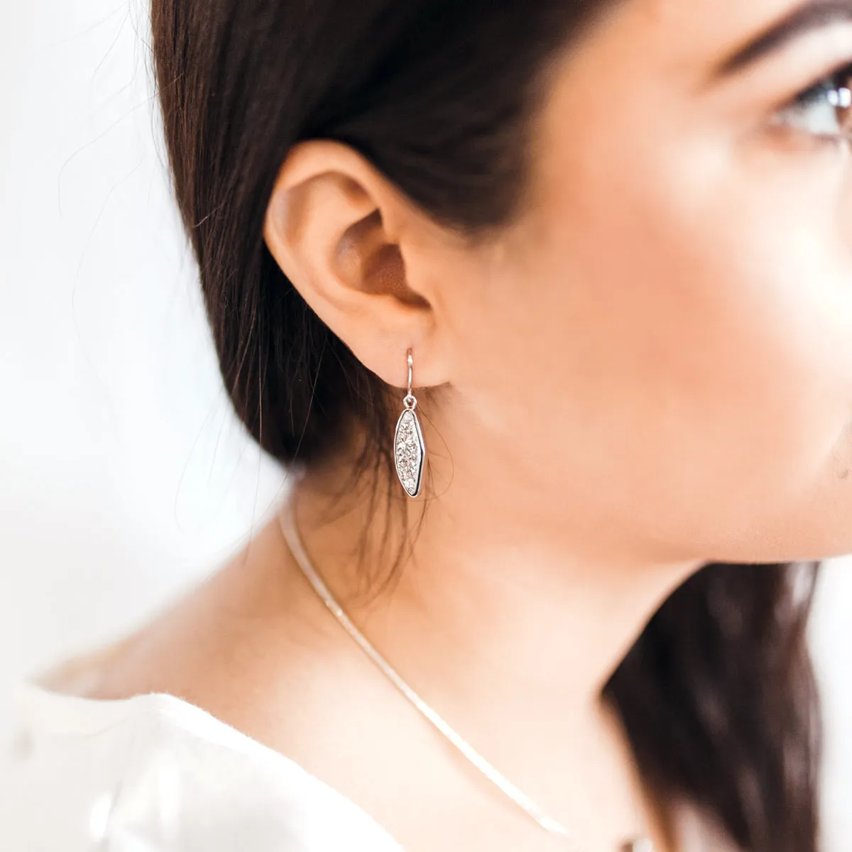 Small Marquise 18K Gold Druzy Earrings