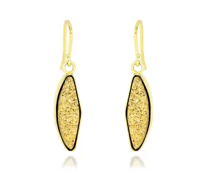 Small Marquise 18K Gold Druzy Earrings