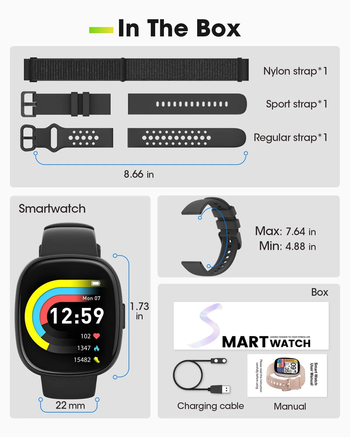 Smart Watches for Men Women Fitness: Fitness Tracker with Blutooth Call 24H Heart Rate SpO2 Sleep Monitor 5ATM Waterproof 120  Sport Mode Smartwatch compatible with Samsung Apple iPhone Android Phones