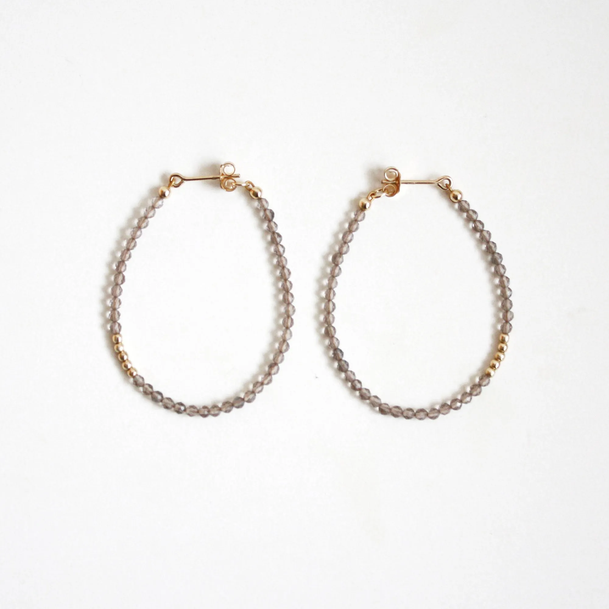 Smoky Quartz Hoop Earrings - Large