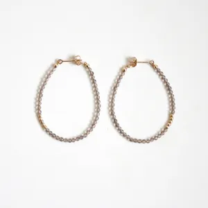 Smoky Quartz Hoop Earrings - Large