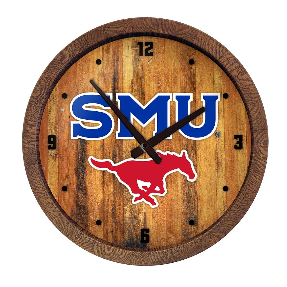 SMU Mustangs: SMU - "Faux" Barrel Top Wall Clock