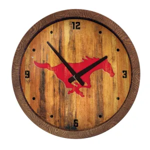 SMU Mustangs: Weathered "Faux" Barrel Top Wall Clock