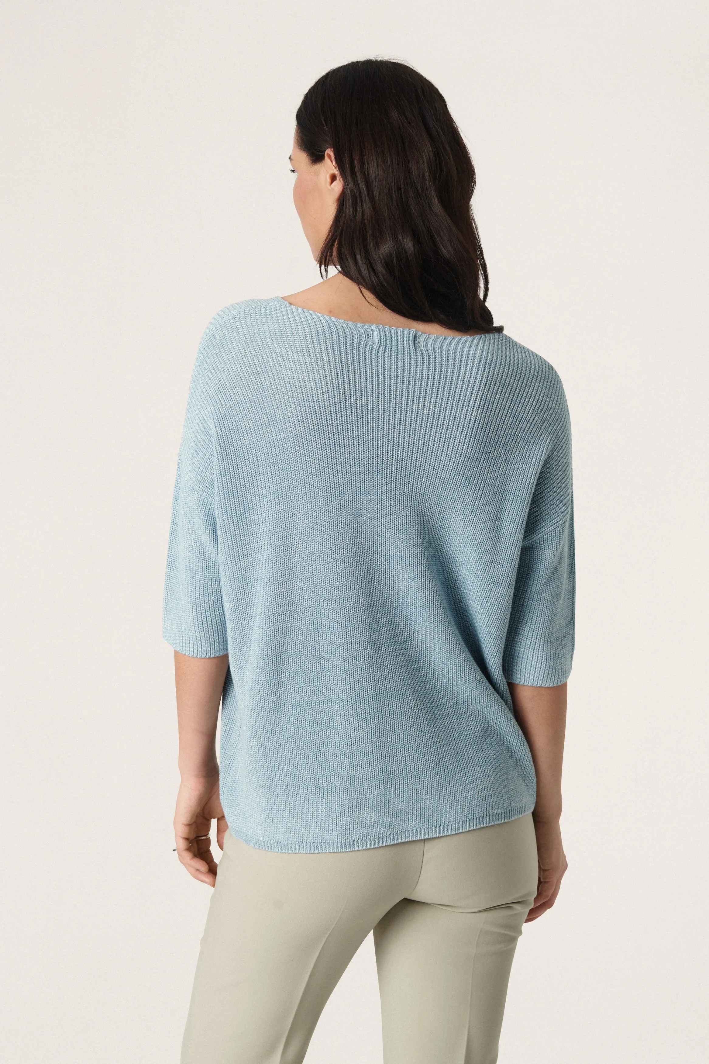 Soaked In Luxury Tuesday Cotton Jumper in Forget-Me-Not Melange