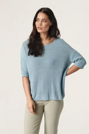 Soaked In Luxury Tuesday Cotton Jumper in Forget-Me-Not Melange