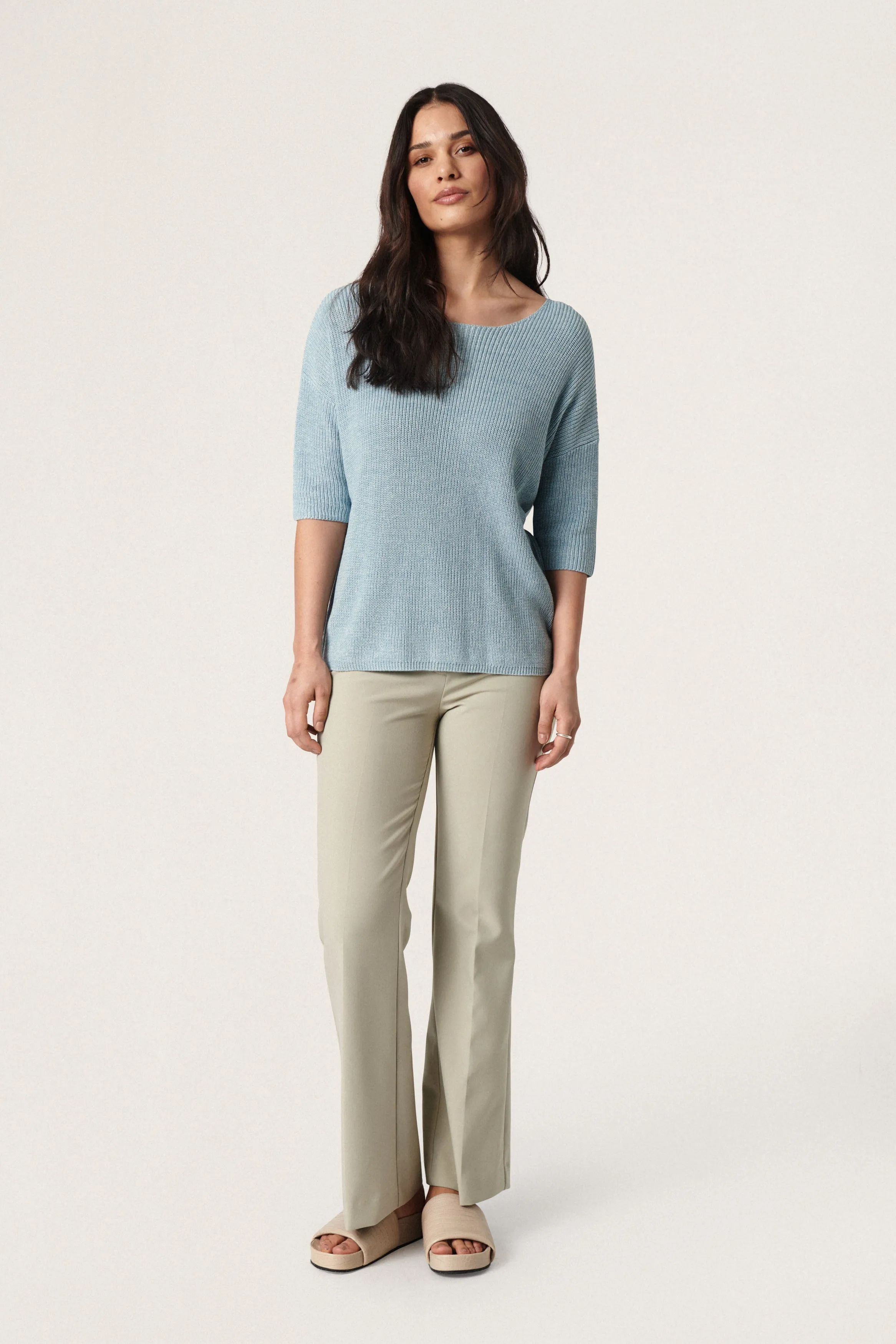 Soaked In Luxury Tuesday Cotton Jumper in Forget-Me-Not Melange