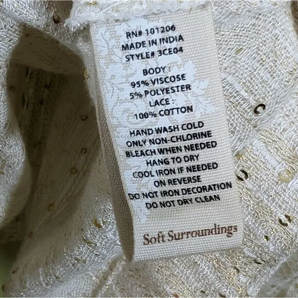 Soft Surroundings cardigan open front gold sequin light weight SP