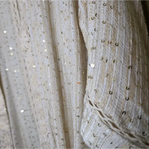 Soft Surroundings cardigan open front gold sequin light weight SP