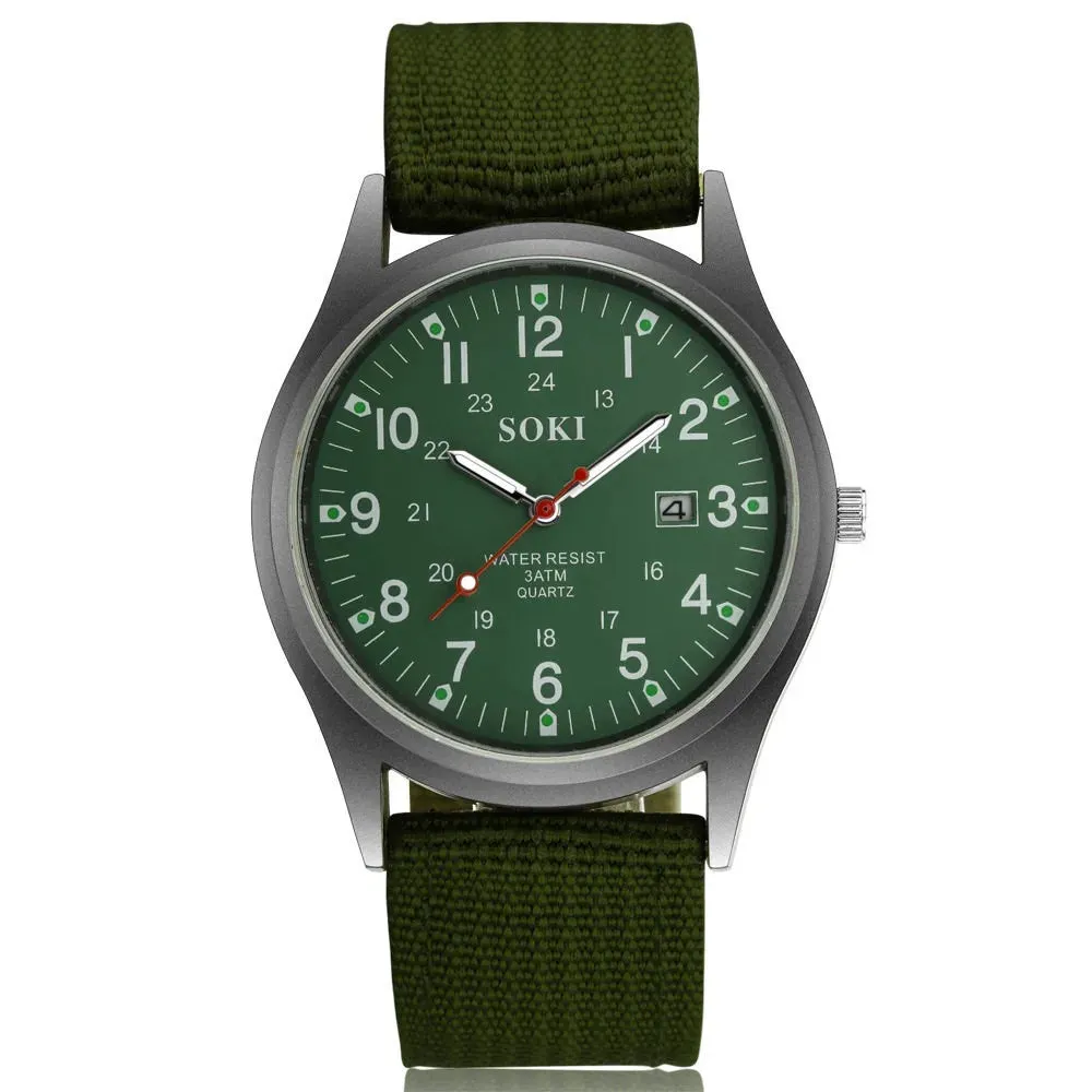 SOKI Men's Nylon 30m Waterproof Quartz Wristwatches Luxury Watch Men Designer Brand Famous Business Watch Male Smart Saat Erkek