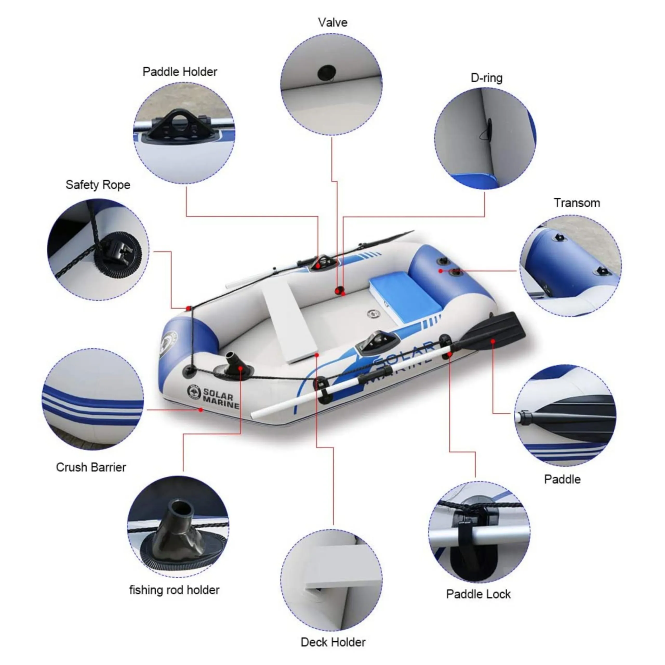 Solar Marine Inflatable Boat   40LBS/ 66LBS/ 86LBS Electric Trolling Motor   Motor Mount 3in1 Set
