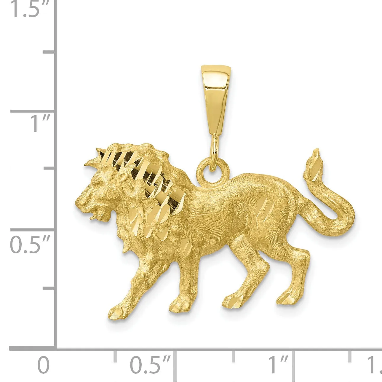 Solid 10k Yellow Gold Polished Lion Pendant
