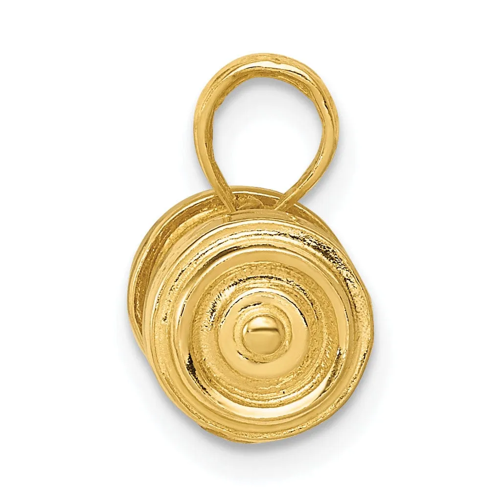 Solid 14k Yellow Gold Single 3-D Barbell Charm Pendant