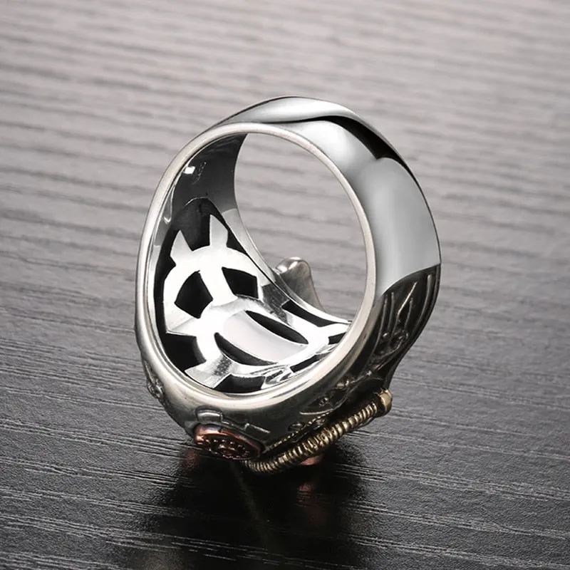 Solid 925 Sterling Silver Vintage SteamPunk Skull Ring