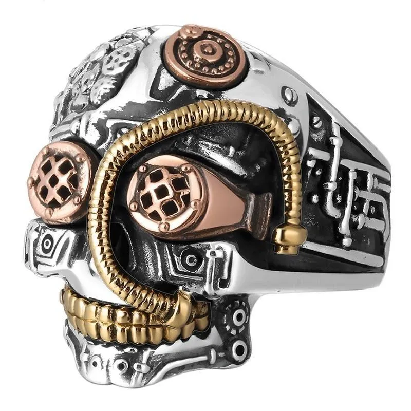 Solid 925 Sterling Silver Vintage SteamPunk Skull Ring