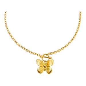 Solid Ridged Butterfly Toggle Necklace