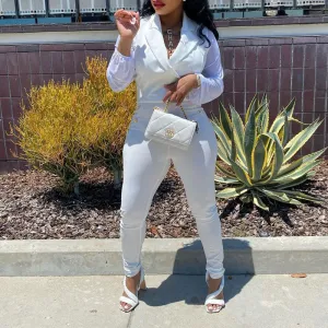 Solid V-Neck Long Sleeve Button Detailed Jumpsuit