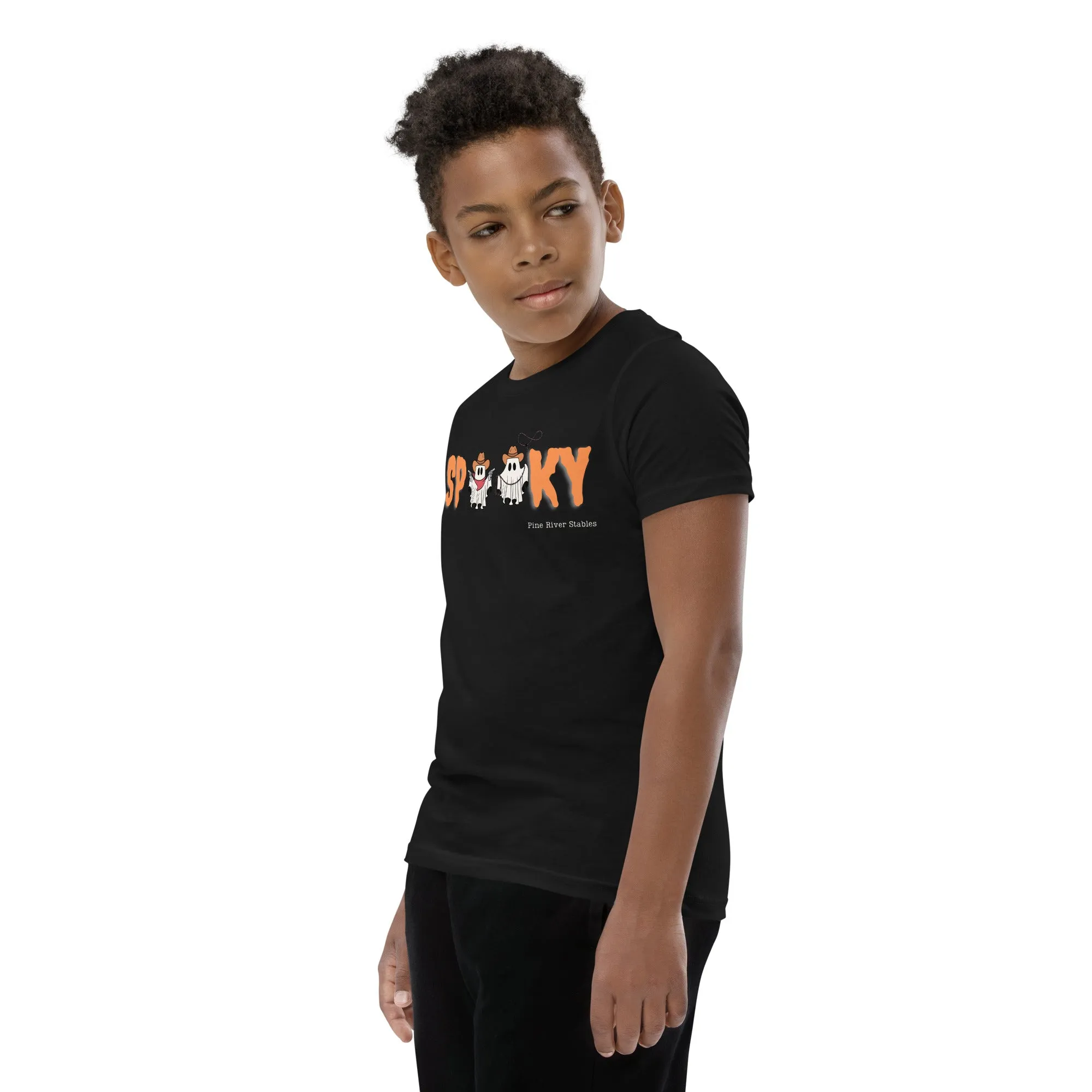 Spooky Western Ghost Youth Short Sleeve T-Shirt