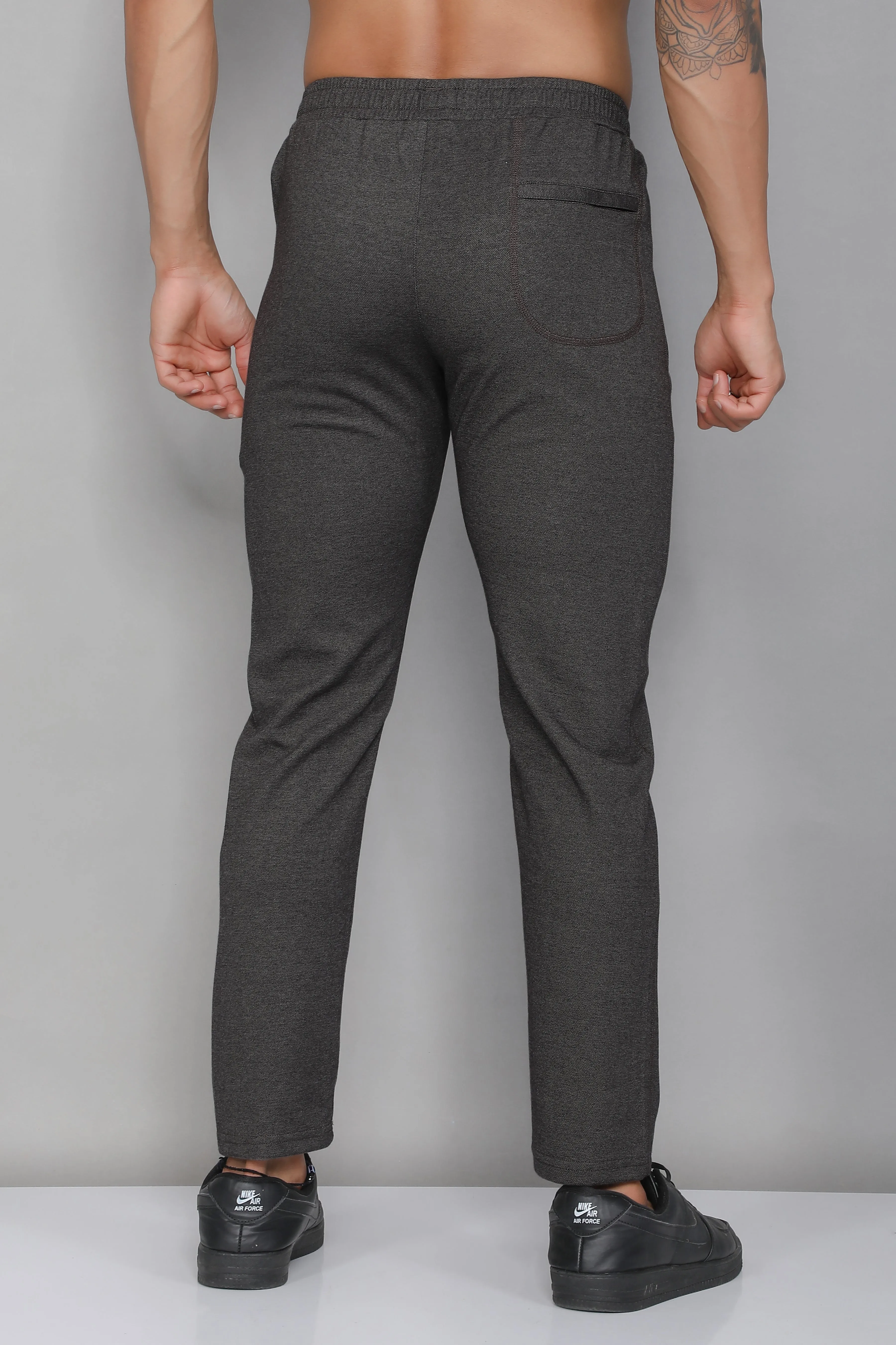 Sport Sun Active Cotton Black MIlange Track Pant for Men