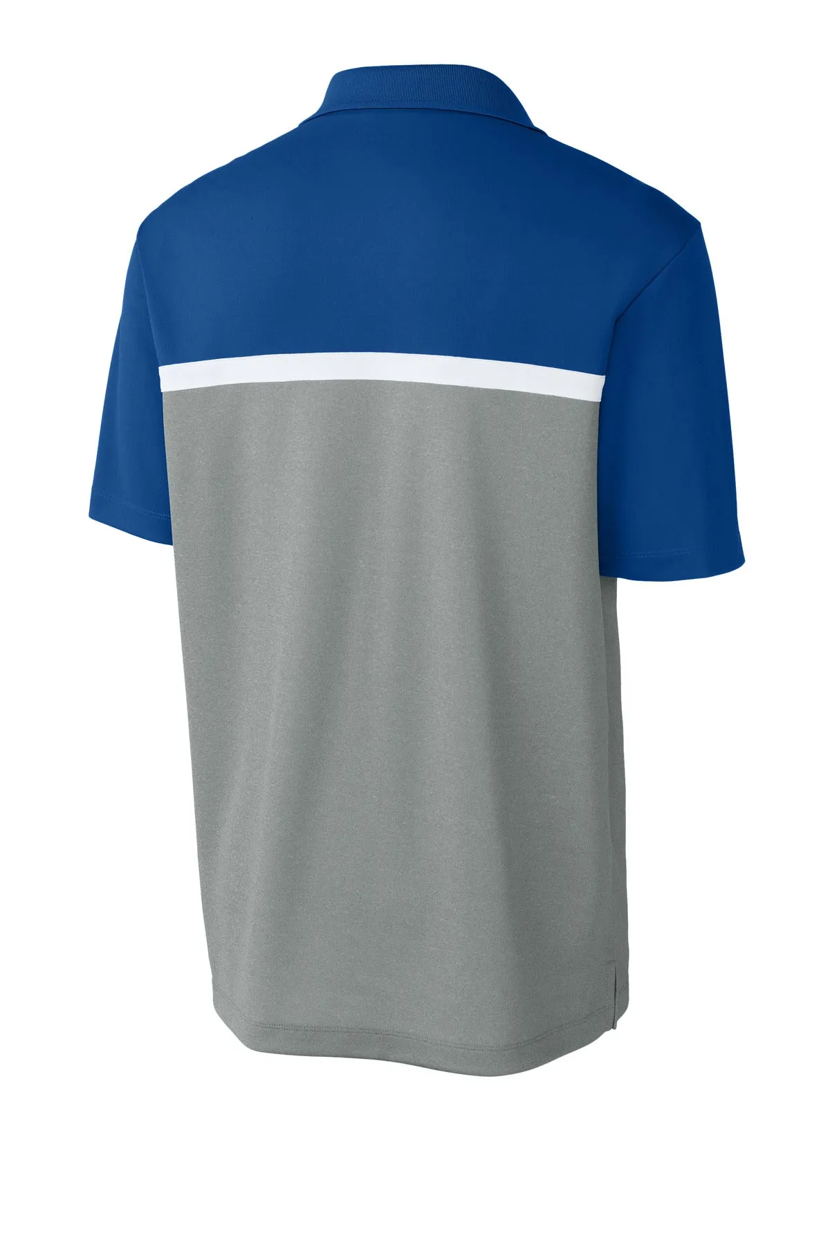 Sport-Tek UV Micropique Colorblock Polo ST741 True Royal/ Grey Concrete Heather/ White