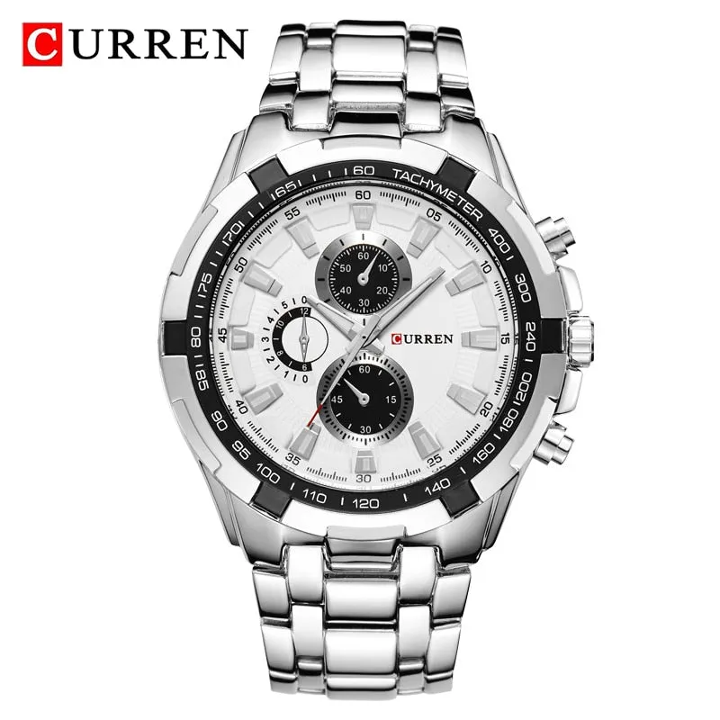 Sporty Stainless Steel Men's Watch - Water Resistant