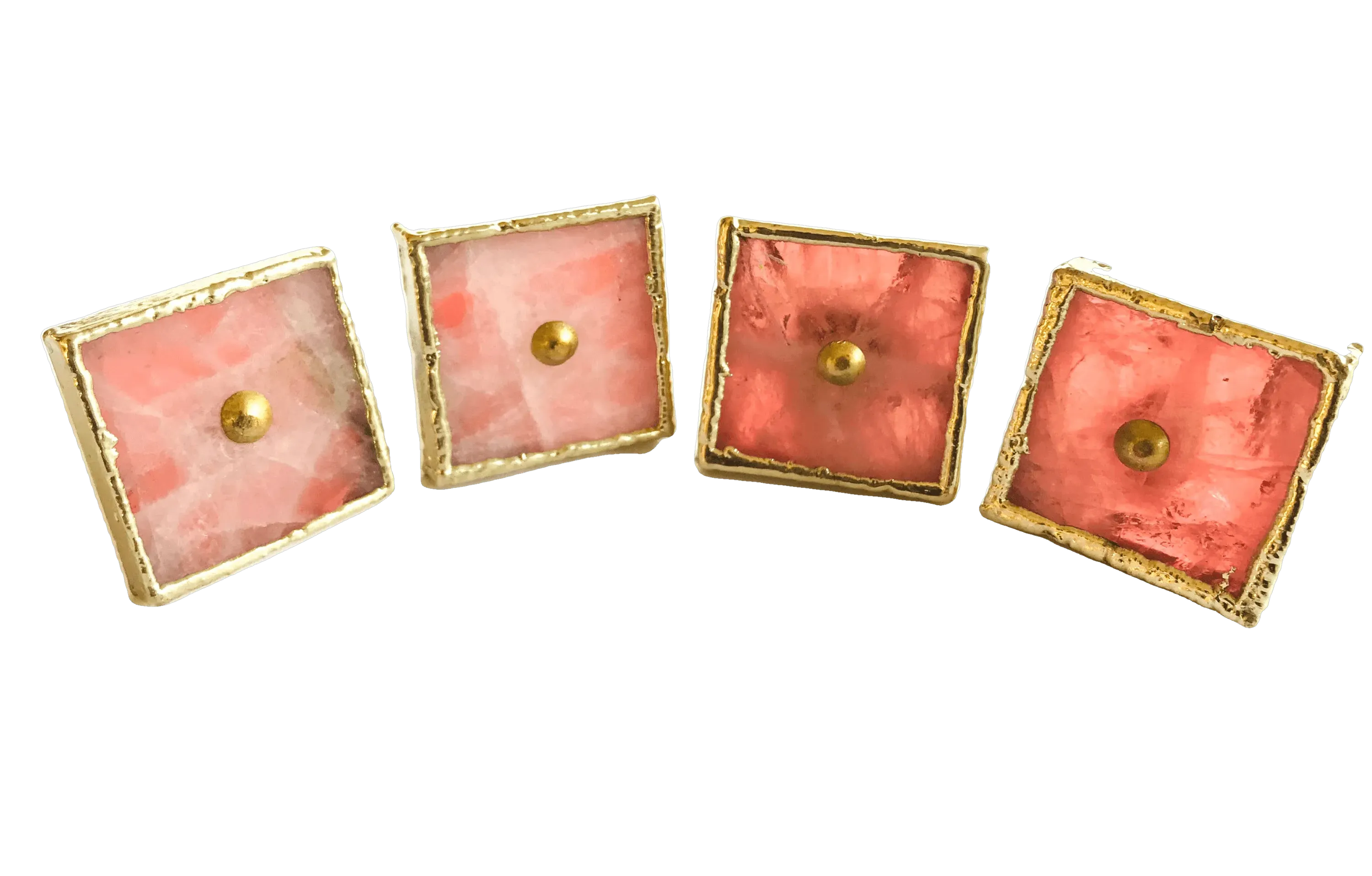 Square Rose Quartz Cabinet Door Pull Handle - Set of 4