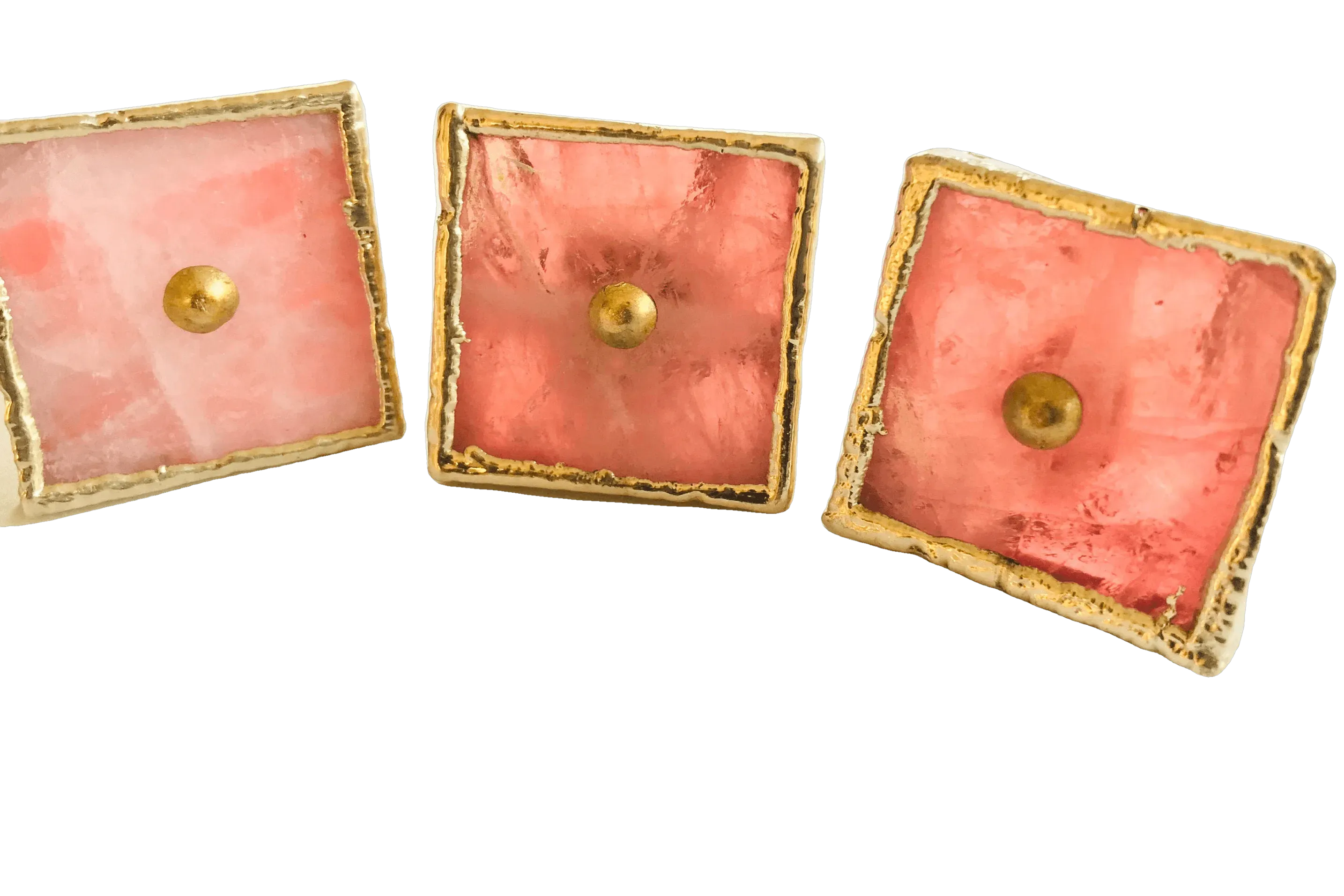 Square Rose Quartz Cabinet Door Pull Handle - Set of 4
