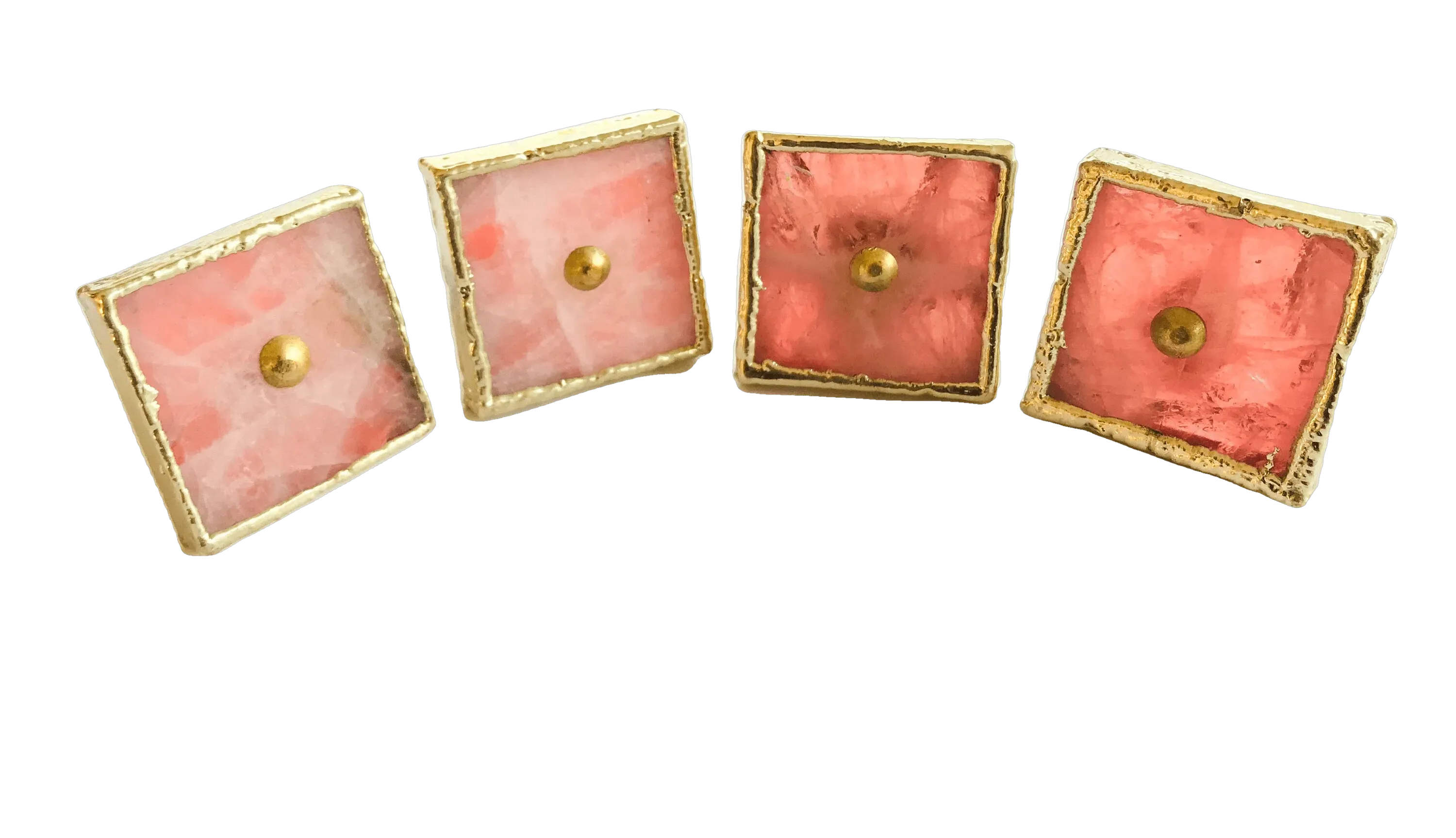 Square Rose Quartz Cabinet Door Pull Handle - Set of 4