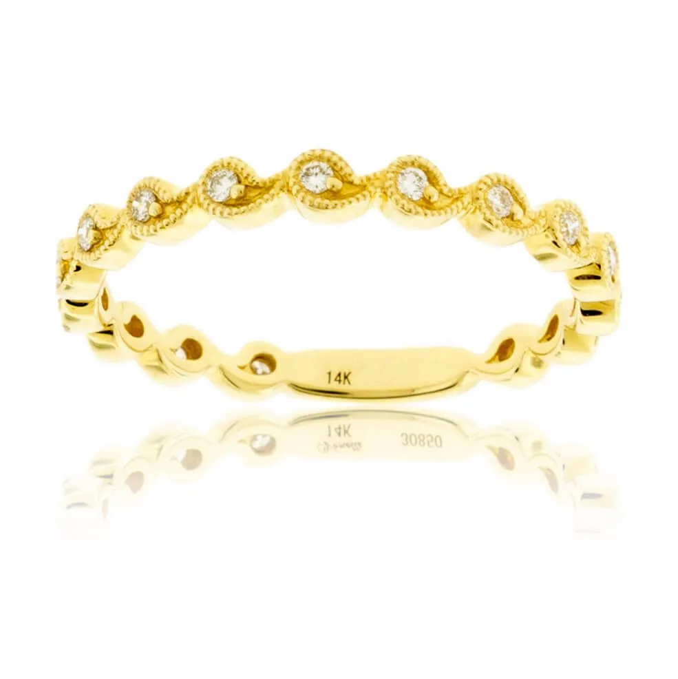 Stackable Milgrain Style Diamond Band