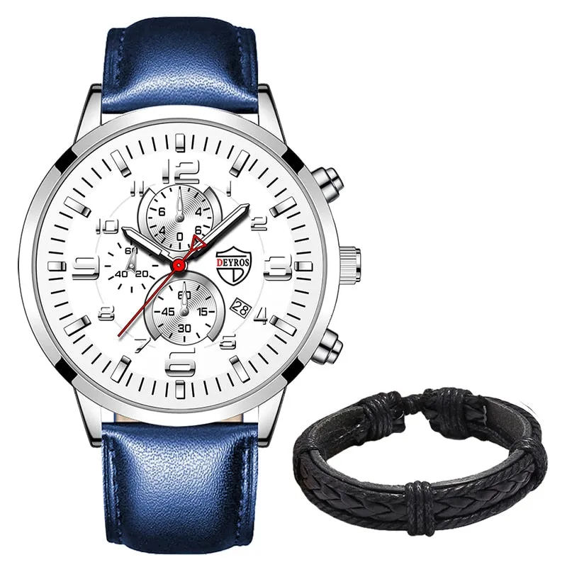 Stainless Steel Leather Quartz Men's Watch