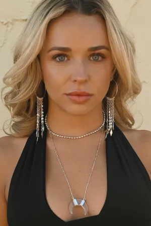 Star Shine Silver Coin Hoops & Quartz Necklace Set