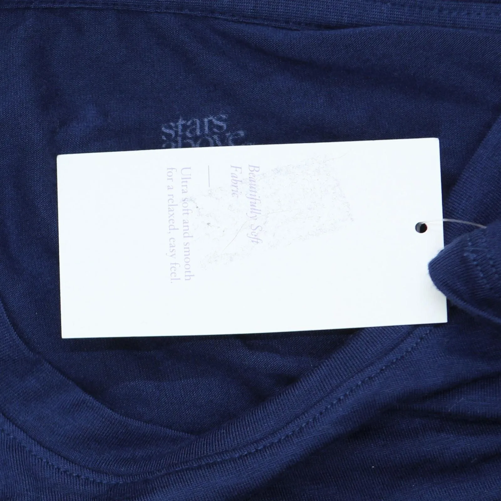 Stars Above Womens Knit Stretch Pajama Knit Shirt Top with Pocket Navy Blue XL