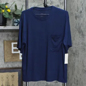 Stars Above Womens Knit Stretch Pajama Knit Shirt Top with Pocket Navy Blue XL