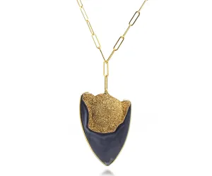 Statement 18K Gold Black Quartz Druzy Necklace