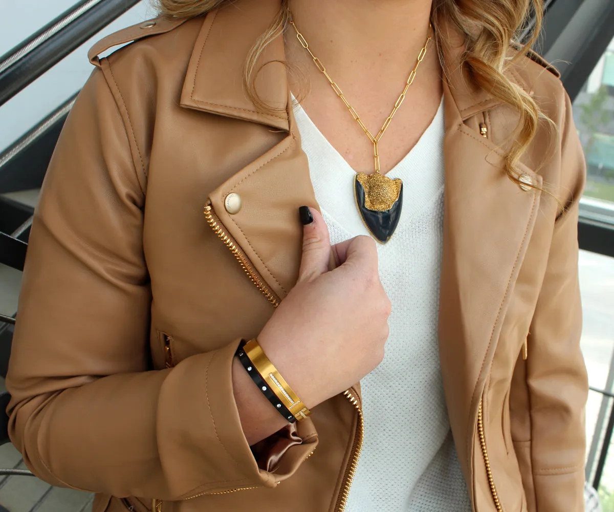 Statement 18K Gold Black Quartz Druzy Necklace