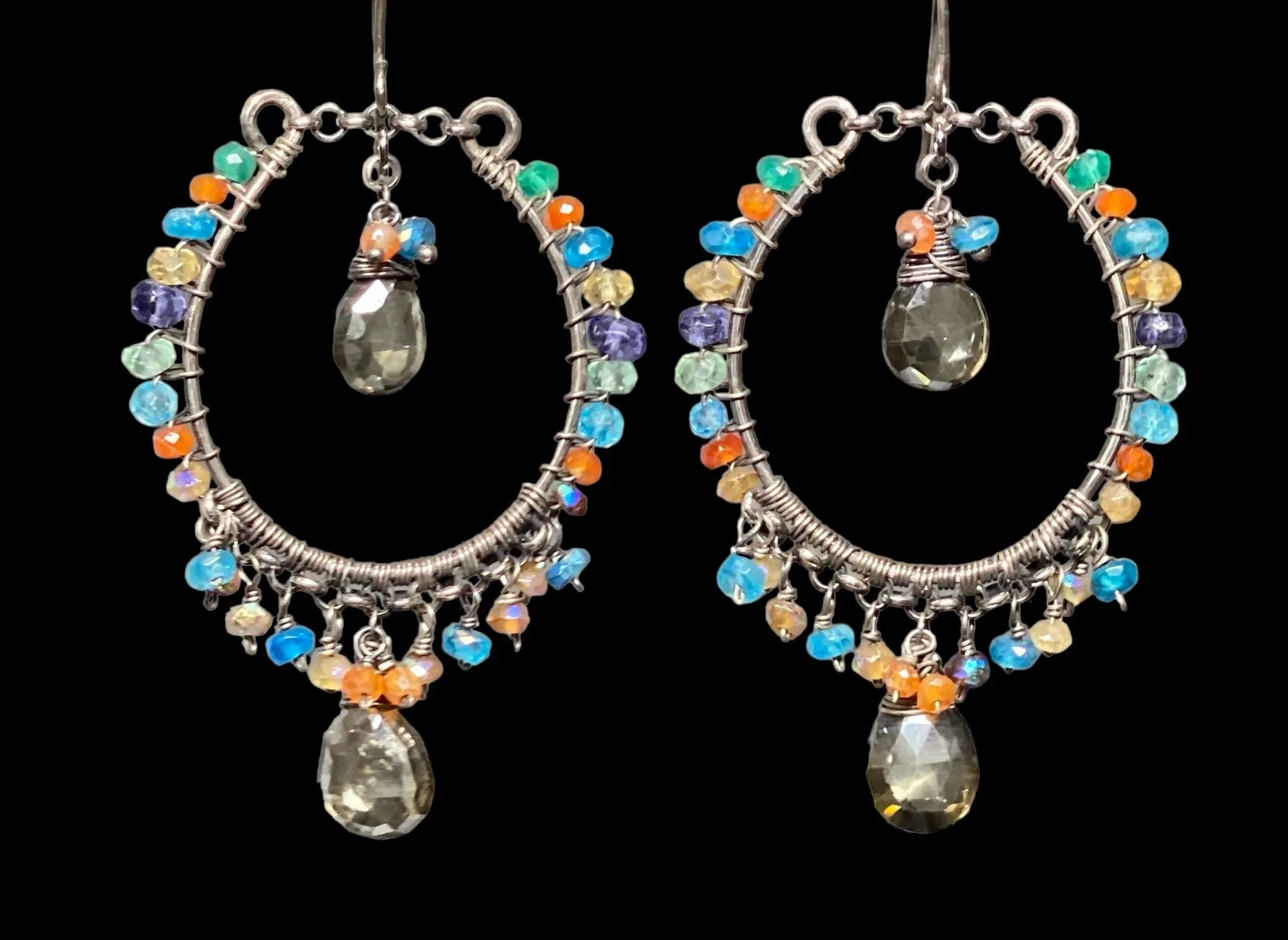 Statement Multi Gemstone Hoop Earrings