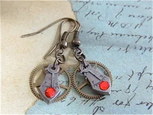 Steampunk Earrings - Precious Time  - Steampunk jewelry made with real vintage watch parts