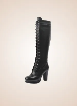 Steampunk Lace Up Long Boots