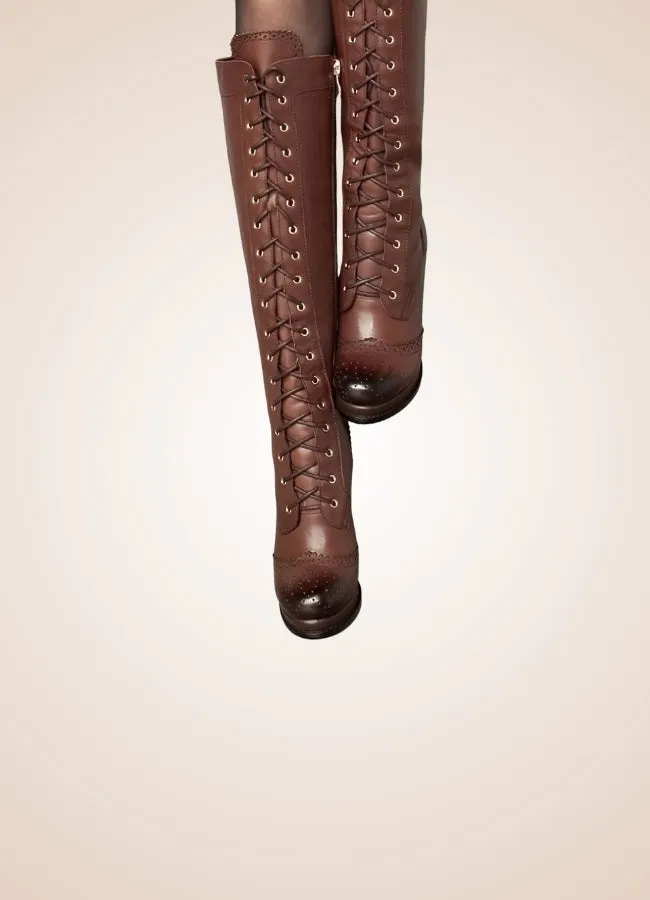 Steampunk Lace Up Long Boots
