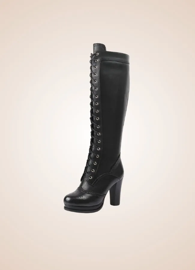 Steampunk Lace Up Long Boots