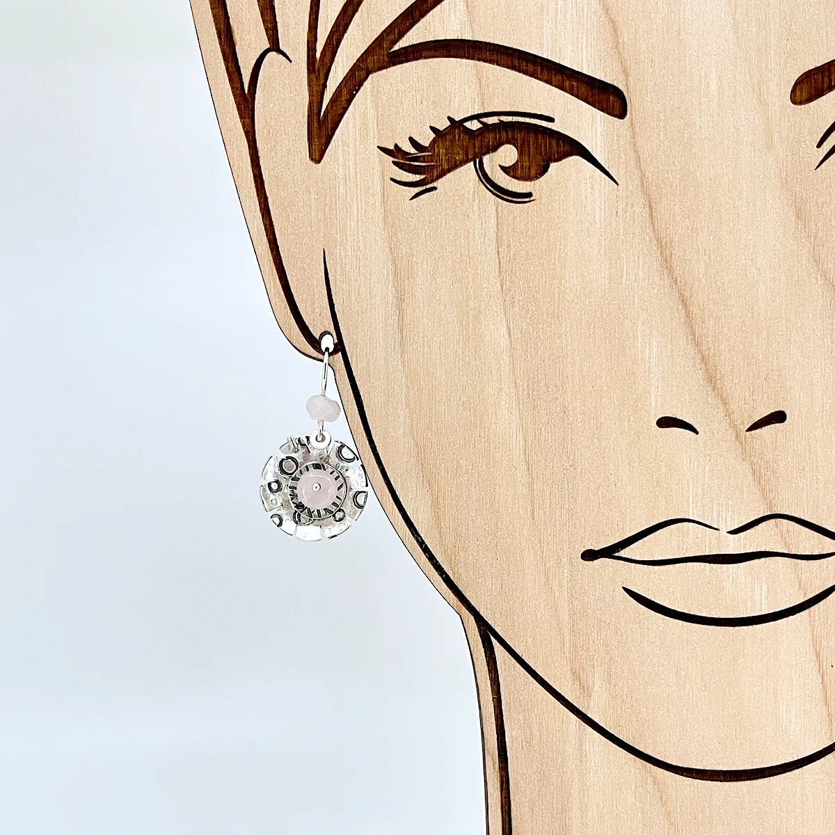 Sterling Flower Earrings with Rose Quartz