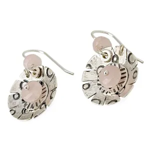 Sterling Flower Earrings with Rose Quartz