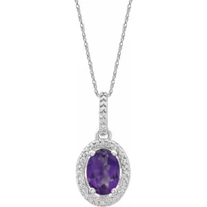 Sterling Silver Amethyst & .01 CTW Diamond 18" Necklace