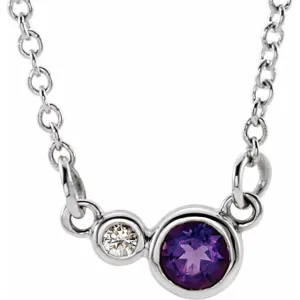 Sterling Silver Amethyst & .02 CTW Diamond 18" Necklace