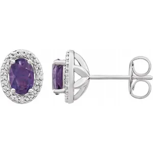 Sterling Silver Amethyst & .025 CTW Diamond Earrings