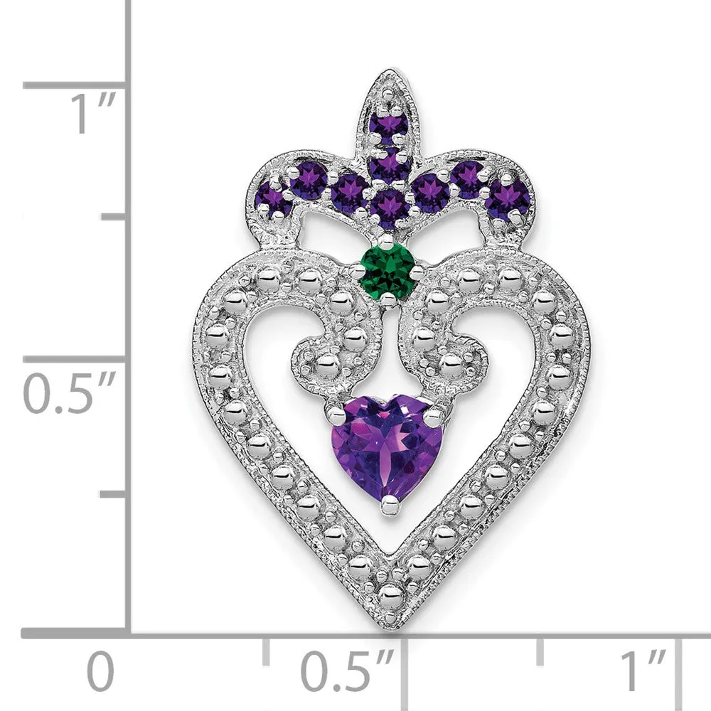 Sterling Silver Amethyst and Created  Emerald Pendant