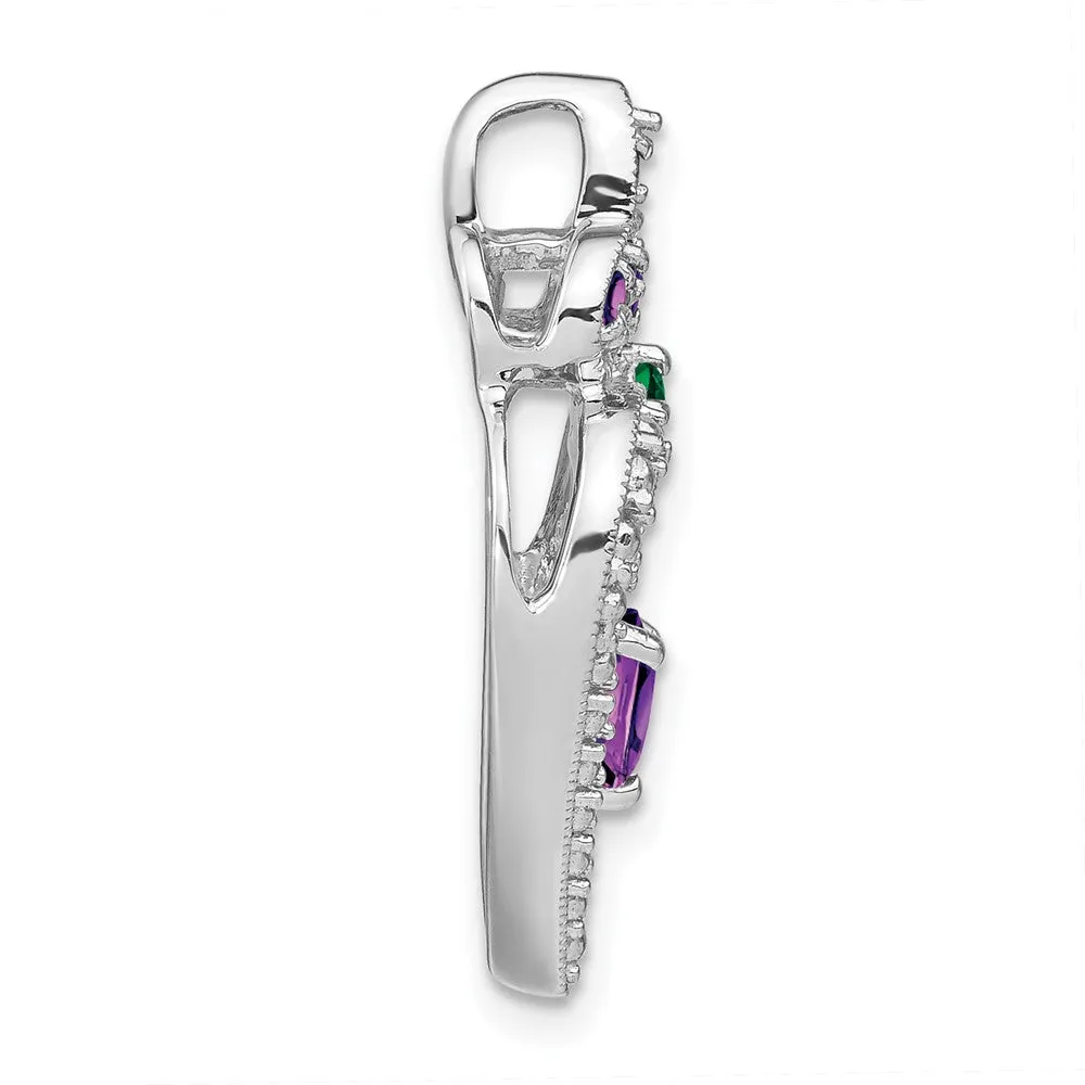 Sterling Silver Amethyst and Created  Emerald Pendant